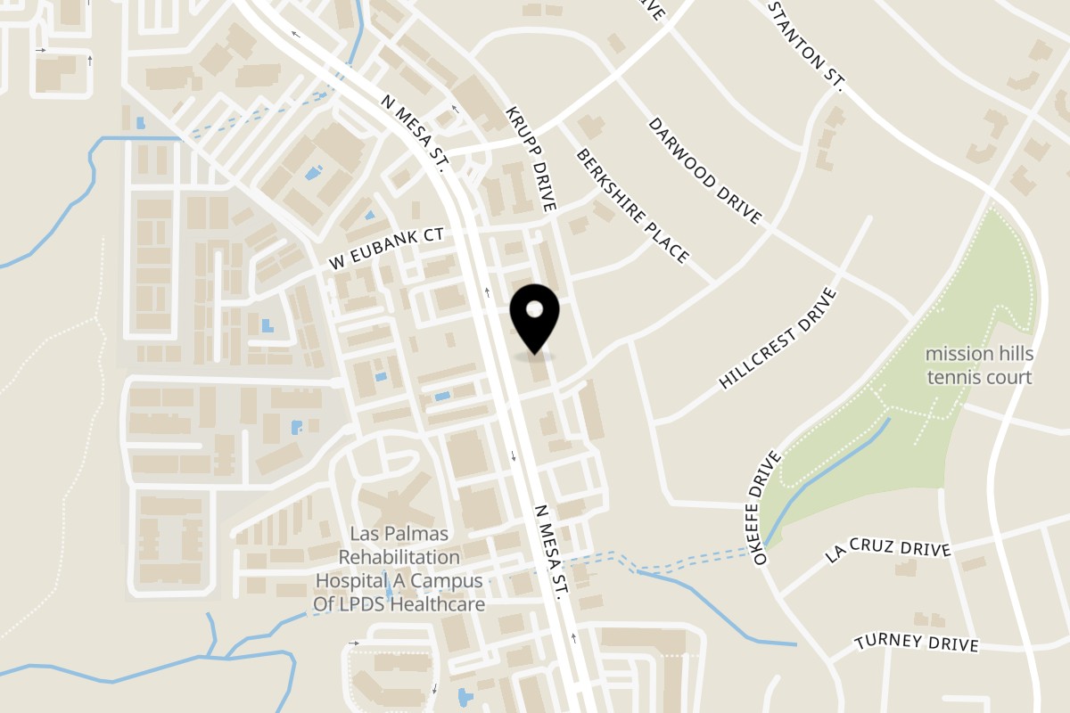 Map showing the location of Ala kefk on 4108 N Mesa St in El Paso